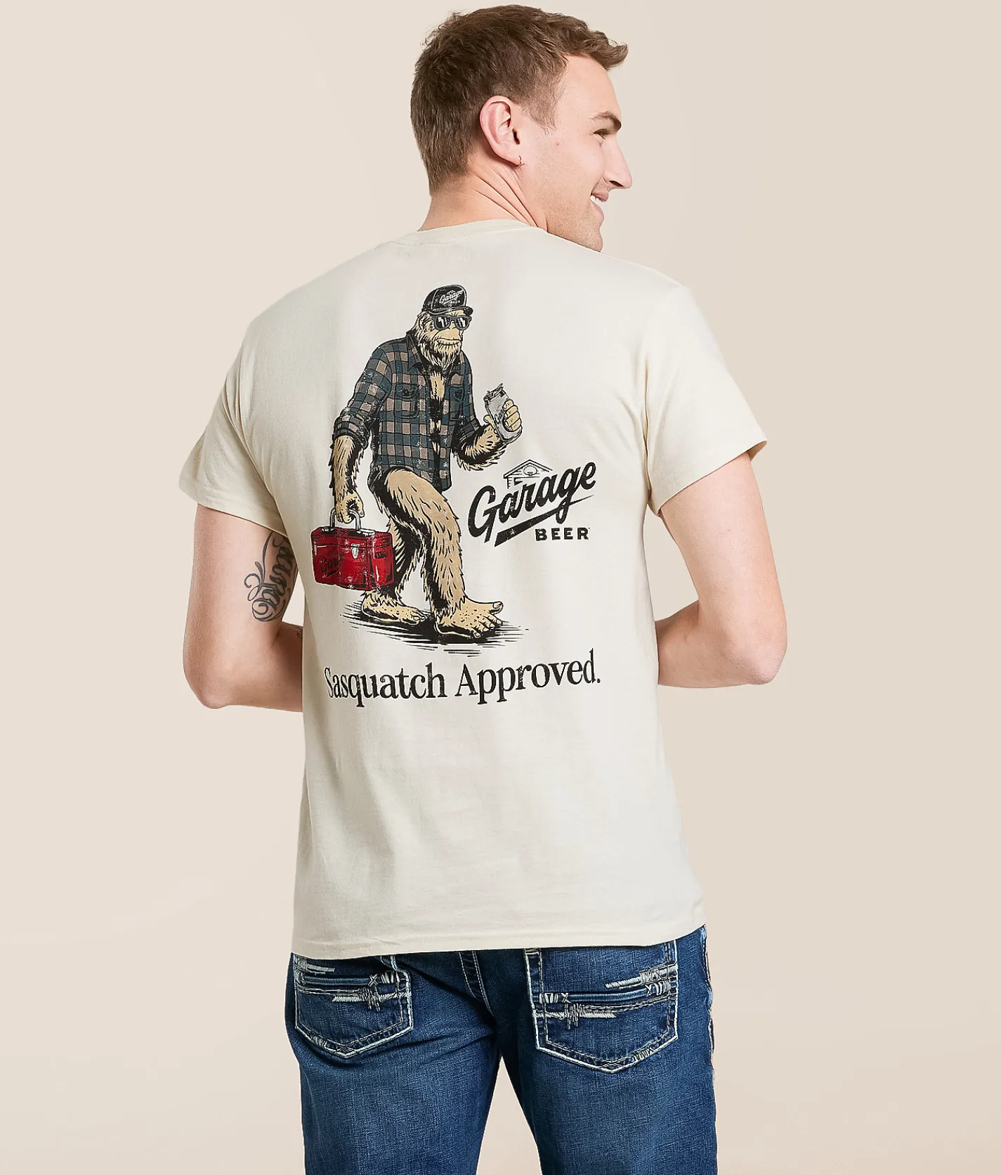 Tops | American Needle Garage Beer Sasquatch T-Shirt Natural