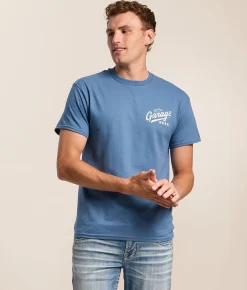 American Needle Garage Beer Summer Dog T-Shirt Indigo Blue Hot