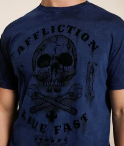 Graphic T-Shirts | Affliction Garage Dusk T-Shirt Cobalt Blue