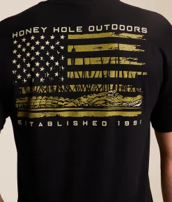 Tops|Graphic T-Shirts | Honey Hole® Gator Flag T-Shirt Black