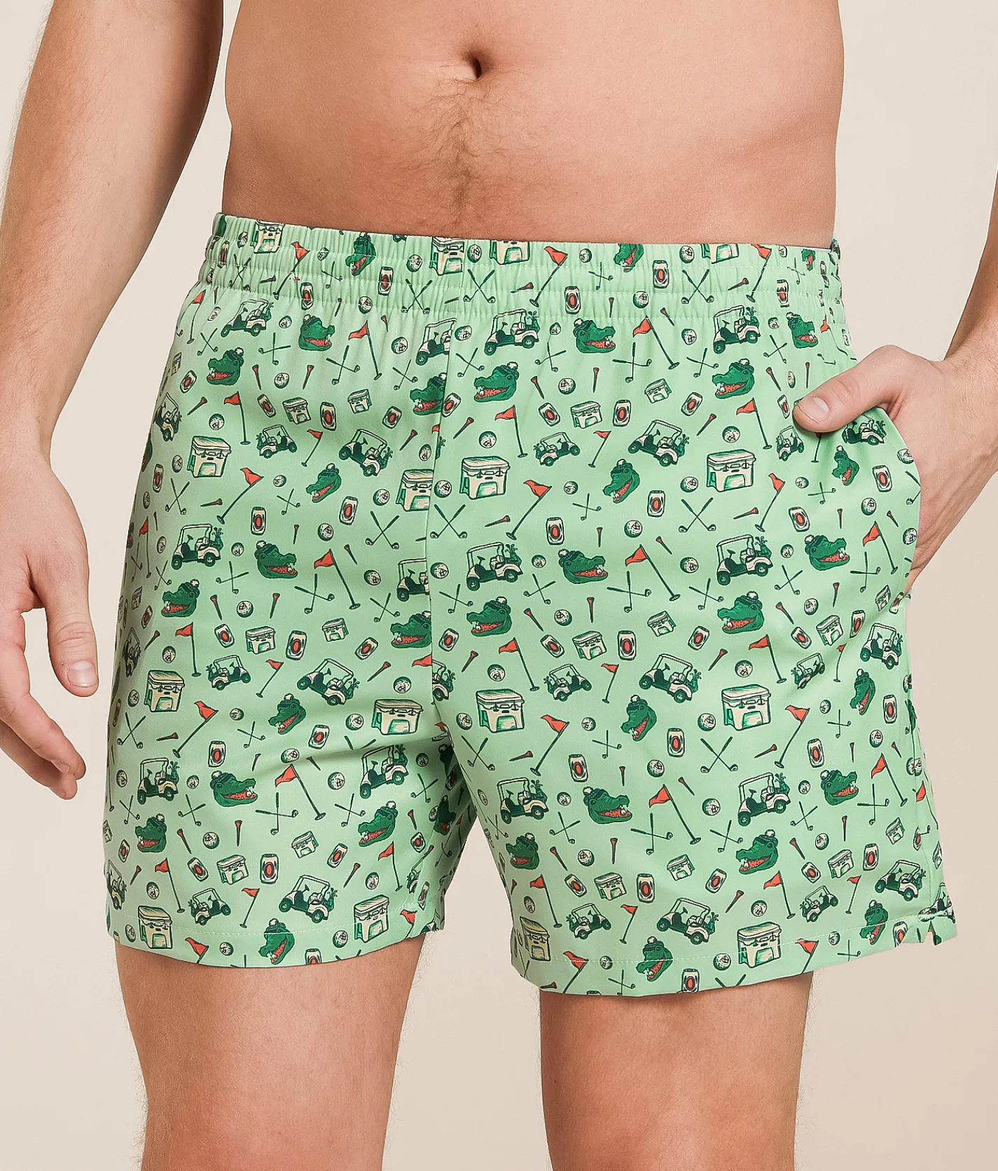 Old Row Gator Golf Stretch Swim Trunks Green