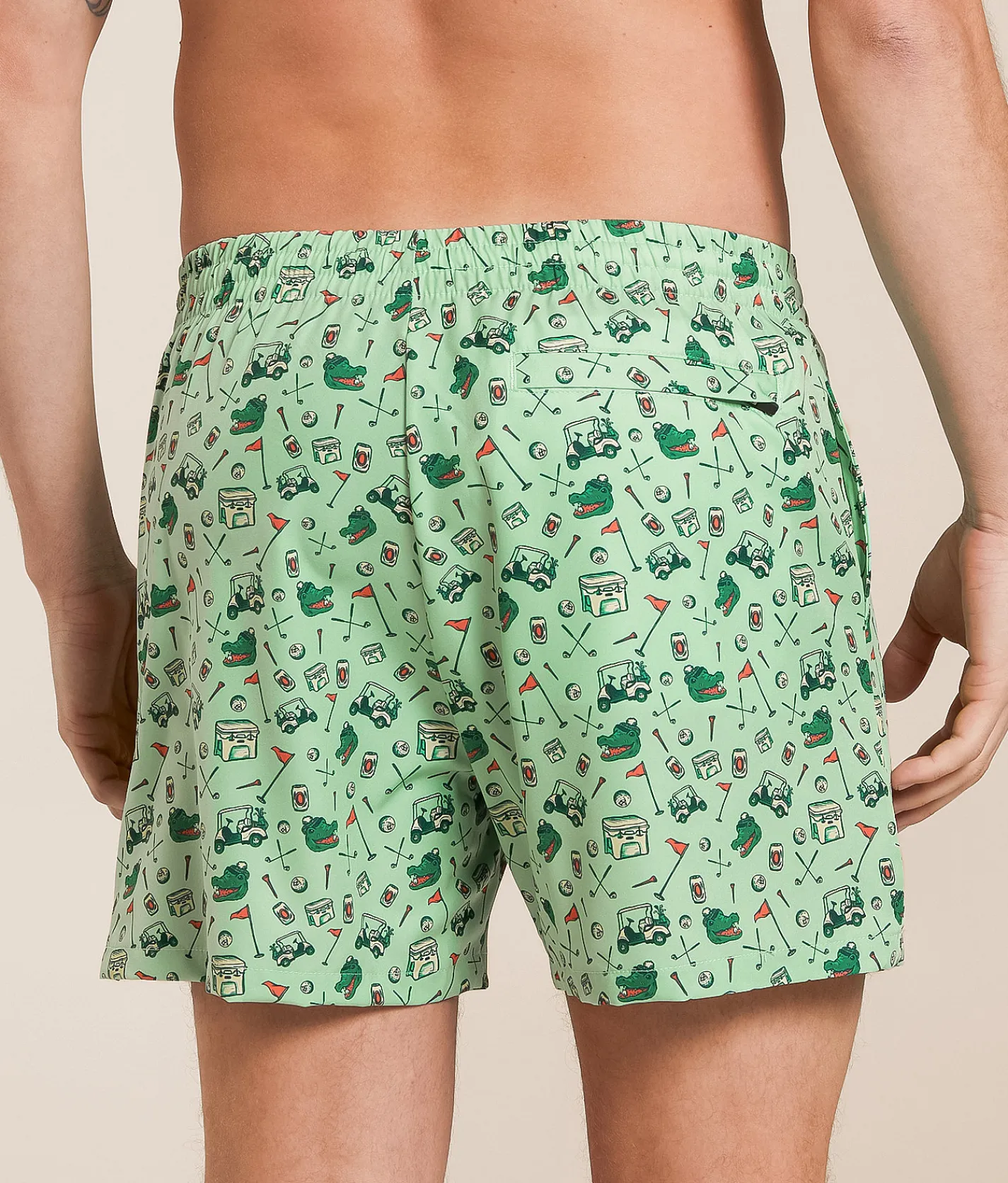 Old Row Gator Golf Stretch Swim Trunks Green