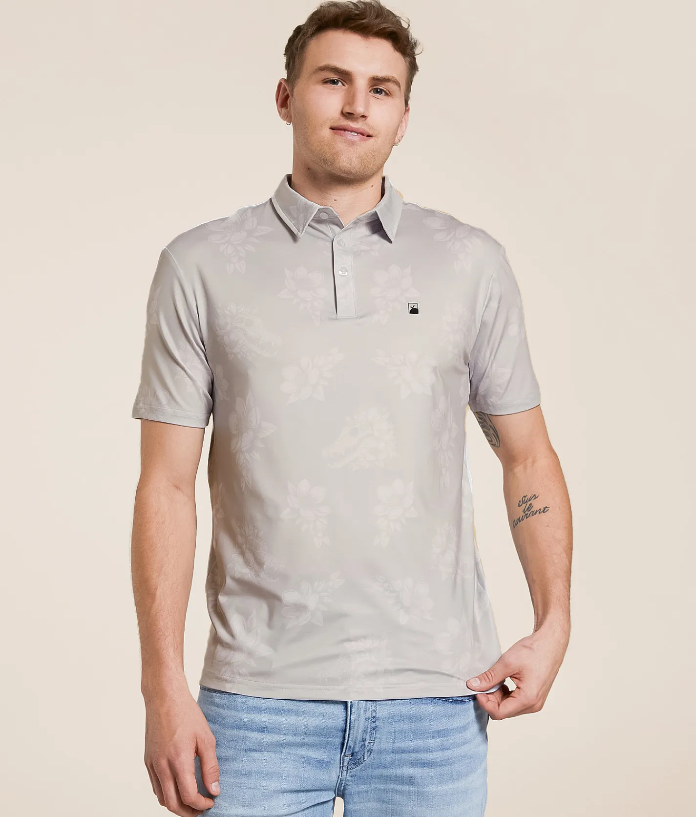 Flomotion Gator Grungle Performance Polo Silver Clearance