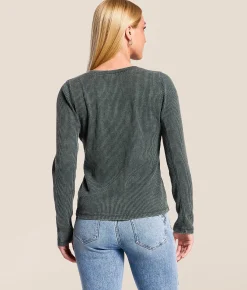 White Crow Gemma Waffle Knit Shirt Garland Green Discount