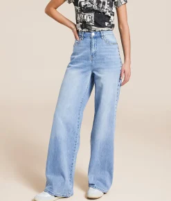 Habitual Gemma Wide Leg Studded Stretch Jean Splash Discount