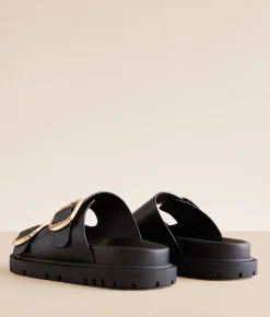 Mia Geny Big Buckle Sandal Coffee New