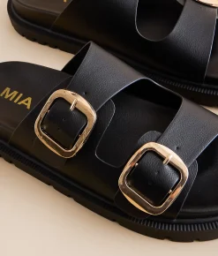 Mia Geny Big Buckle Sandal Coffee New