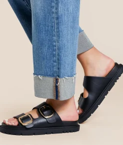 Mia Geny Big Buckle Sandal Coffee New