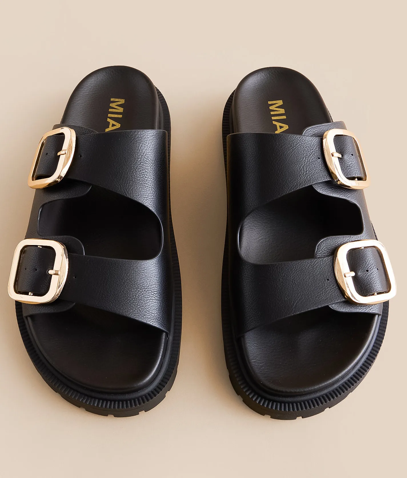 Mia Geny Big Buckle Sandal Coffee New