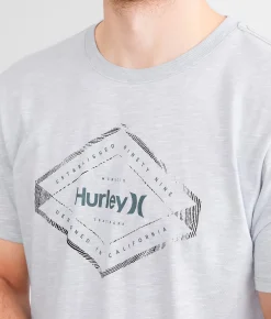 Hurley Geometric T-Shirt Wolf Grey New