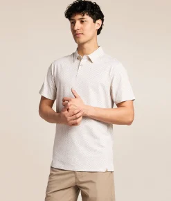 J.B. Holt Geo Performance Polo White Tan Clearance