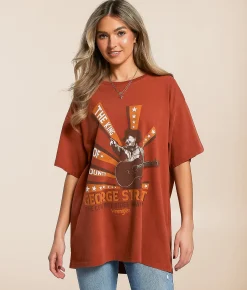 Wrangler® George Strait Oversized Band T-Shirt Arabian Spice Sale