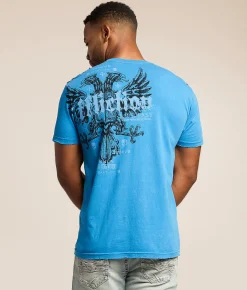 Affliction George T-Shirt Pacific Blue Lava Wash Best