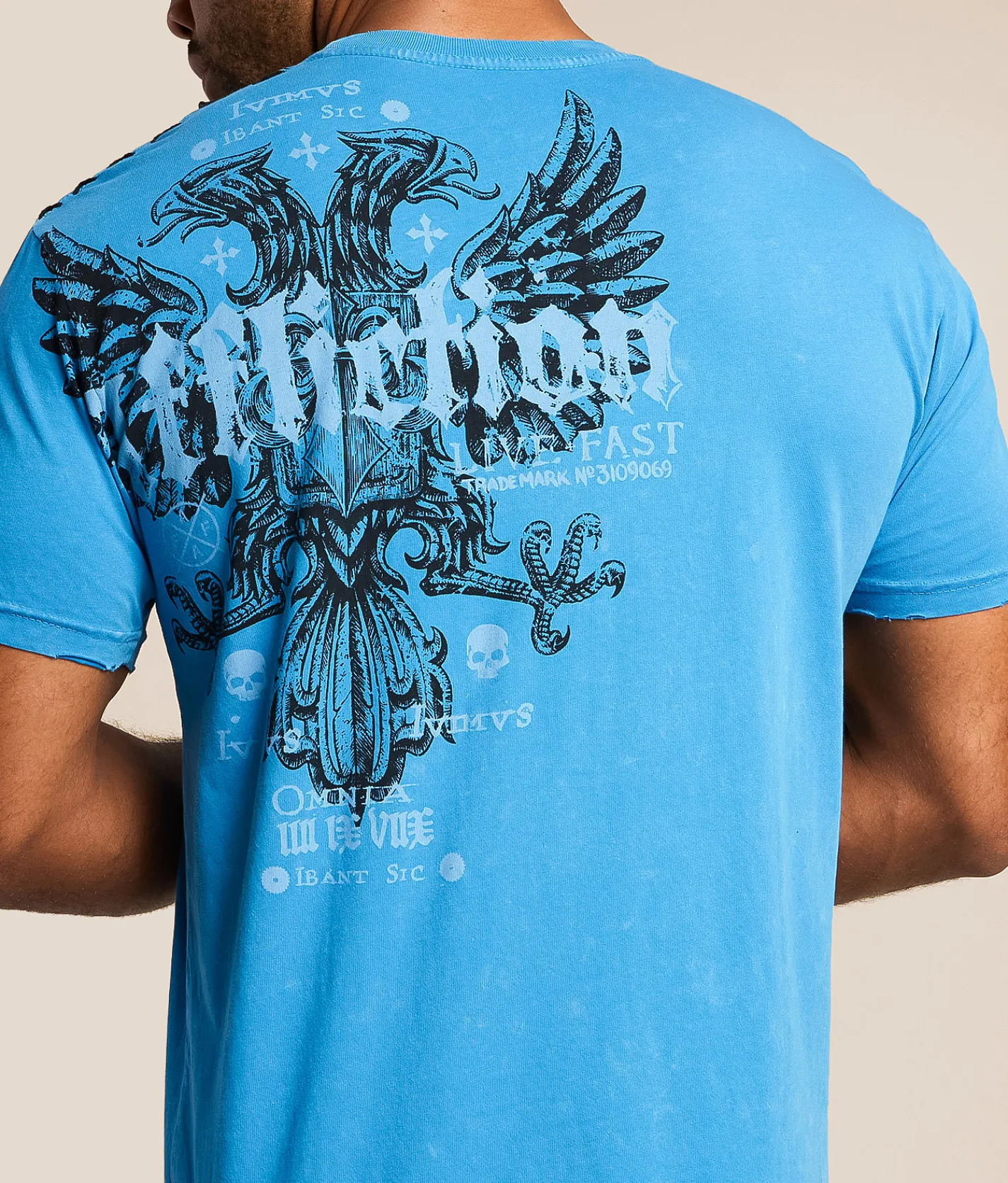 Affliction George T-Shirt Pacific Blue Lava Wash Best