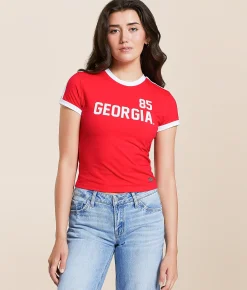 HYPE AND VICE Georgia Bulldogs Baby Cropped T-Shirt Red Hot