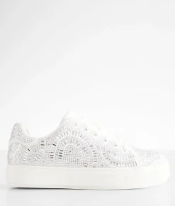 Shoes | Very G Georgie Rhinestone Sneaker White Silver