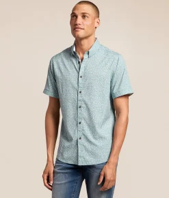 Tops | J.B. Holt Geo Standard Performance Stretch Shirt Light Teal