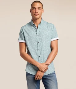 Tops | J.B. Holt Geo Standard Performance Stretch Shirt Light Teal