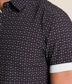 J.B. Holt Geo Tailored Performance Stretch Shirt Black Cream Brown New