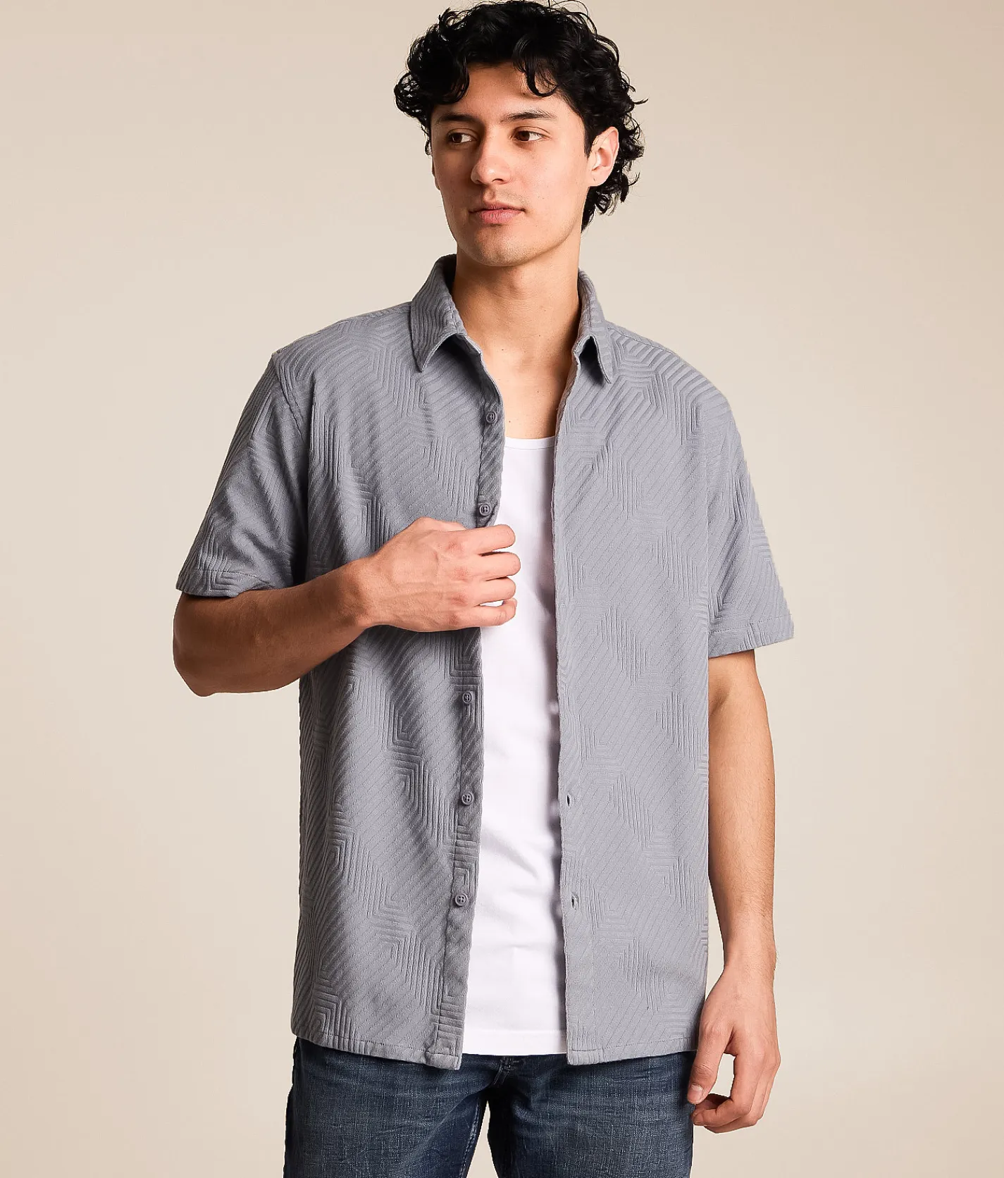 Tops | Nova Industries Geo Textured Shirt Tradewinds