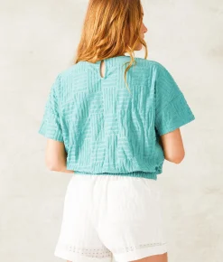 33 Coastal Geo Textured Top Sea Blue Online