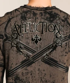 Tops|Graphic T-Shirts | Affliction Ghost Dog Reversible Thermal Tobacco Brown Black