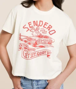 Tops | Sendero Provisions Co. Giddy Up Cropped T-Shirt Vintage White