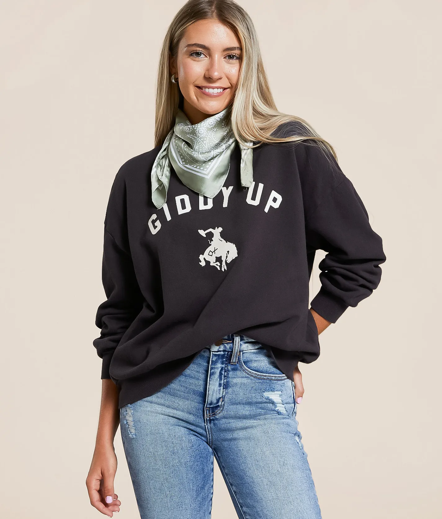 Tops | Z Supply Giddy Up Sunday Oversized Pullover Black Sands