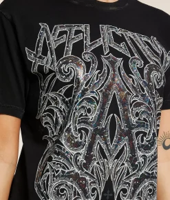 Tops | Affliction Gilded Fire T-Shirt Black Lava Wash