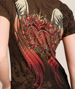 Affliction Gilded Messiah T-Shirt Chocolate Brown Lava Wash Clearance