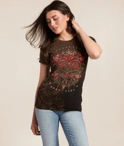 Affliction Gilded Messiah T-Shirt Chocolate Brown Lava Wash Clearance