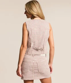 Tops | HIDDEN Gingham Denim Stretch Vest Chestnut Gingham