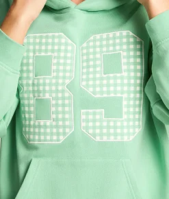 FITZ + EDDI 89 Gingham Hooded Sweatshirt Neptune Green Outlet