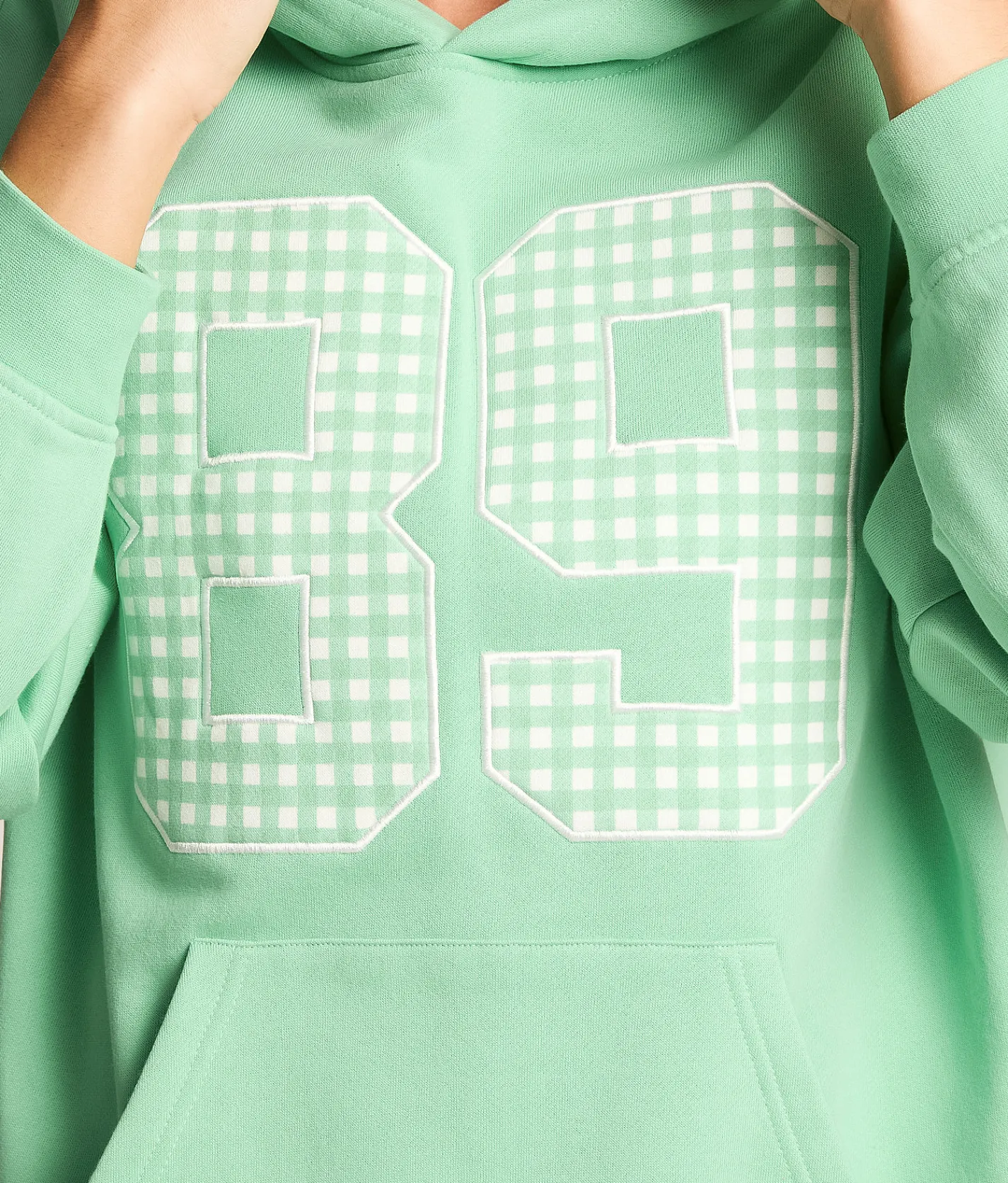 FITZ + EDDI 89 Gingham Hooded Sweatshirt Neptune Green Outlet