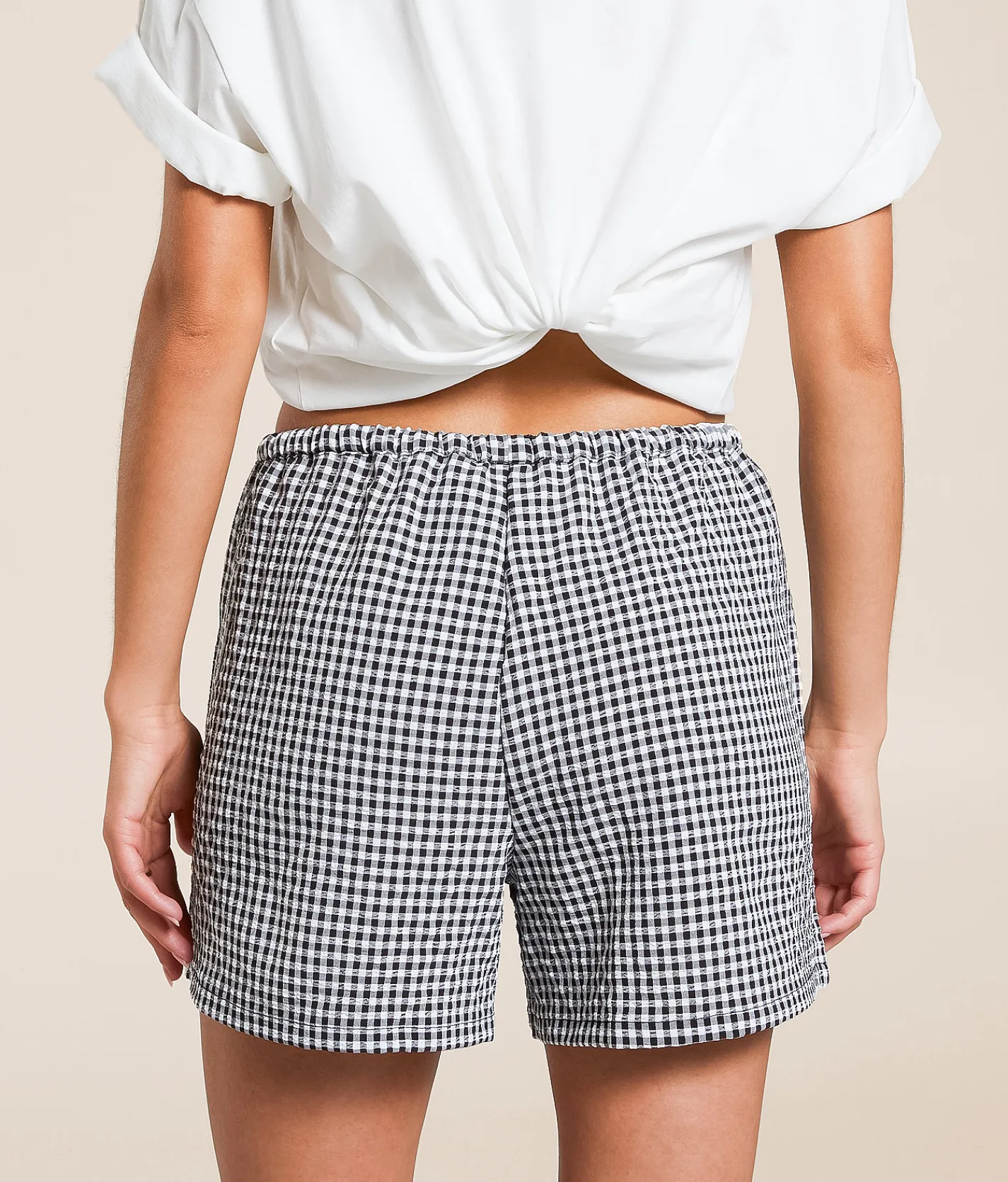 Hyfve Gingham Stretch Boxer Short Black New