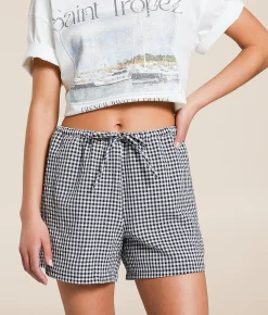 Hyfve Gingham Stretch Boxer Short Black New