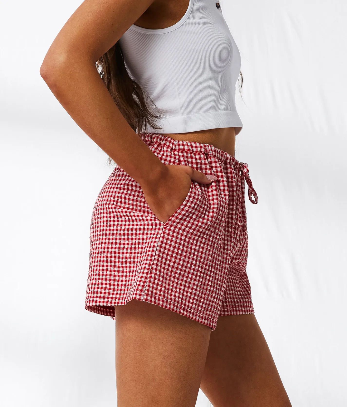 Bottoms|Shorts | 33 Coastal Gingham Stretch Boxer Short Red White