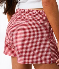 Bottoms|Shorts | 33 Coastal Gingham Stretch Boxer Short Red White