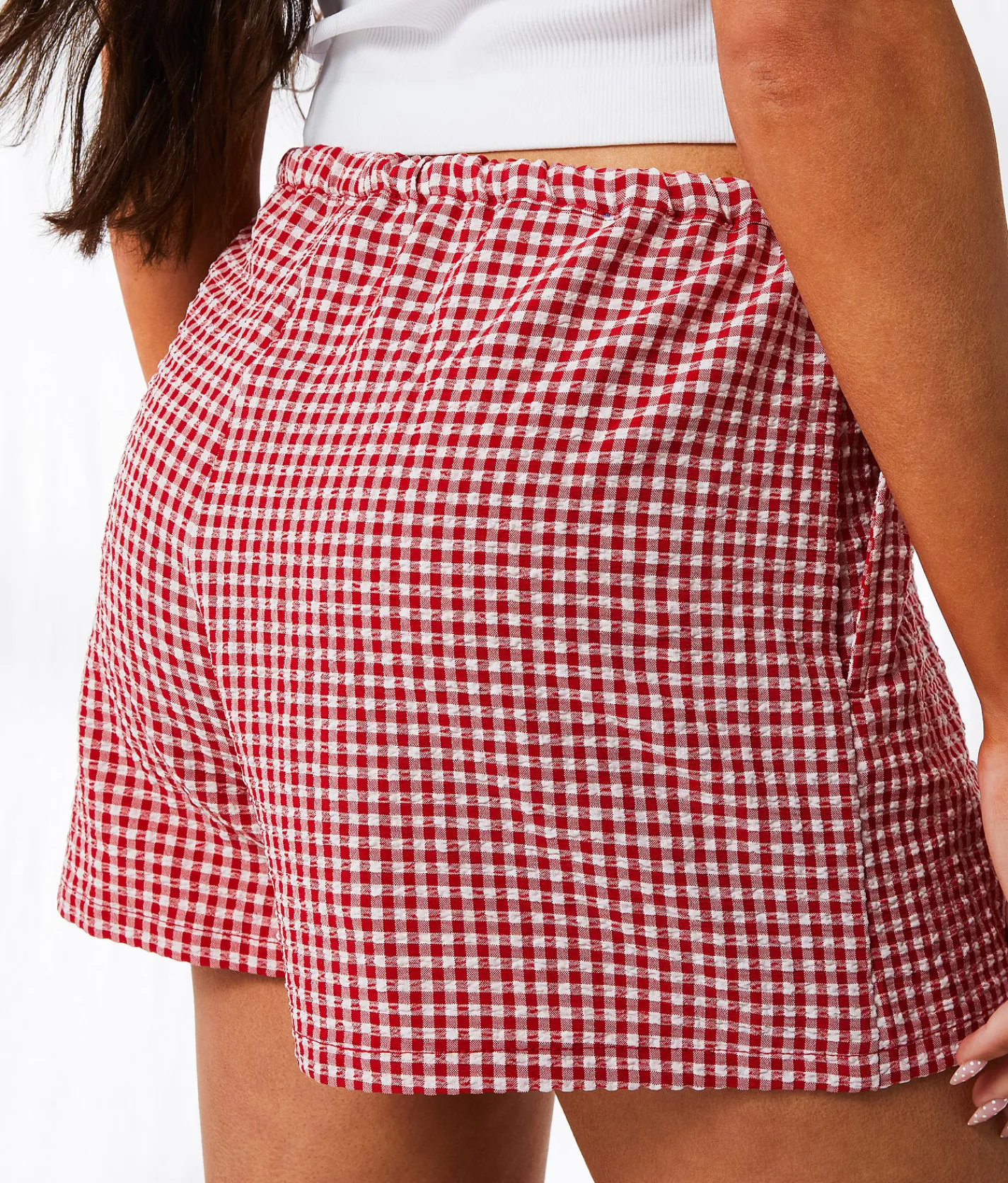 Bottoms|Shorts | 33 Coastal Gingham Stretch Boxer Short Red White