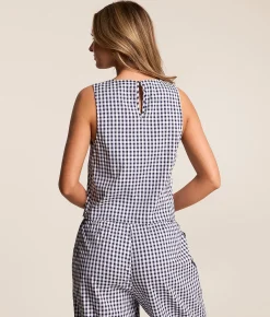 Tops | Willow & Root Gingham Tank Top Navy