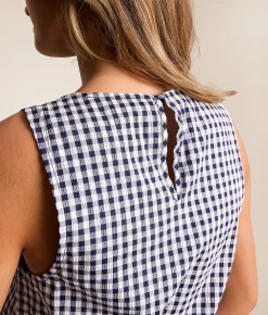 Tops | Willow & Root Gingham Tank Top Navy