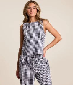 Tops | Willow & Root Gingham Tank Top Navy