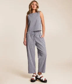 Tops | Willow & Root Gingham Tank Top Navy
