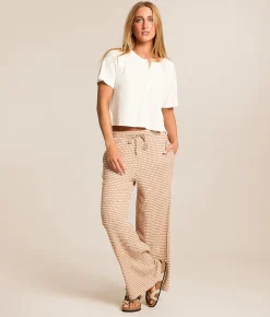 Billabong Gingham Wanderer Wide Leg Pant Sugar Almond Clearance