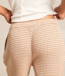Billabong Gingham Wanderer Wide Leg Pant Sugar Almond Clearance