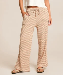 Billabong Gingham Wanderer Wide Leg Pant Sugar Almond Clearance