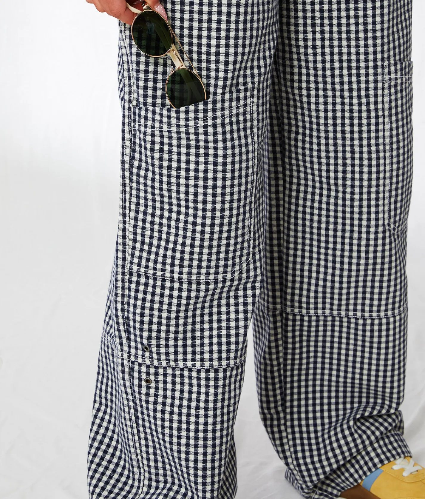 Bottoms | 33 Coastal Gingham Wide Leg Utility Pant Mood Indigo Gingham