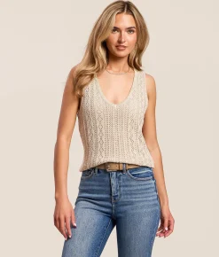 Z Supply Glimmer Sweater Tank Top Gold Metallic