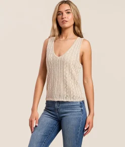 Z Supply Glimmer Sweater Tank Top Gold Metallic