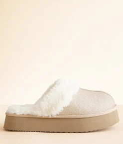 Shoes | Very G Glitter Platform Slipper Champagne